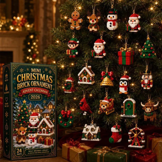 24-Day Christmas Advent Calendar with Mini Building Brick Ornaments