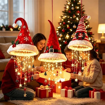 LED Glowing Santa Hat Hanging String Lights for Christmas Decor