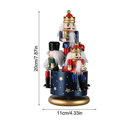 Christmas Music Box Funny Nutcracker Musical Box Hand-painted Nutcracker Figurines Decoration Colorful Rotating Christmas