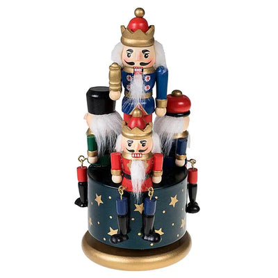 Christmas Music Box Funny Nutcracker Musical Box Hand-painted Nutcracker Figurines Decoration Colorful Rotating Christmas