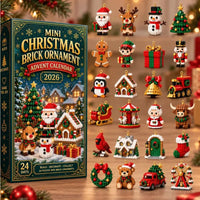 24-Day Christmas Advent Calendar with Mini Building Brick Ornaments