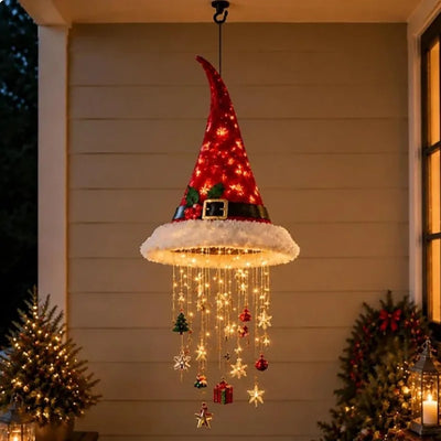 LED Glowing Santa Hat Hanging String Lights for Christmas Decor