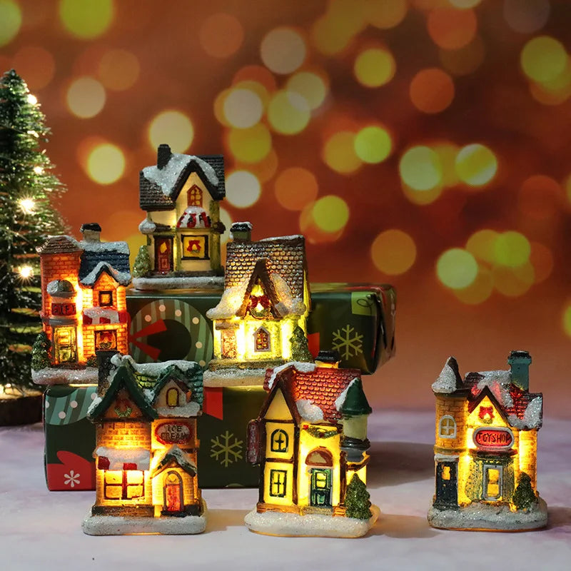LED Resin Christmas Village House Ornament