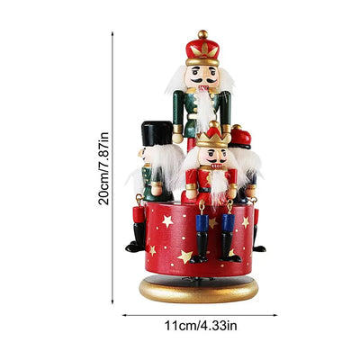 Christmas Music Box Funny Nutcracker Musical Box Hand-painted Nutcracker Figurines Decoration Colorful Rotating Christmas