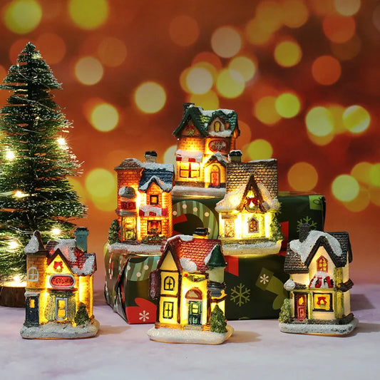 LED Resin Christmas Village House Ornament