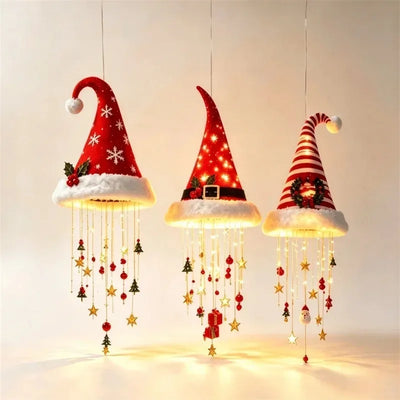 LED Glowing Santa Hat Hanging String Lights for Christmas Decor